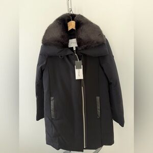 10 Crosby Derek Lam Black Puffer Coat with Fur Collar
